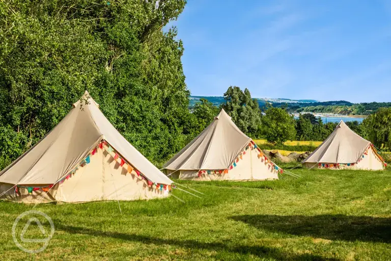 Luxury bell tents with views to Chew Valley Lake