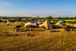 Aerial of Nesta Valley Camping with a festival-style bar