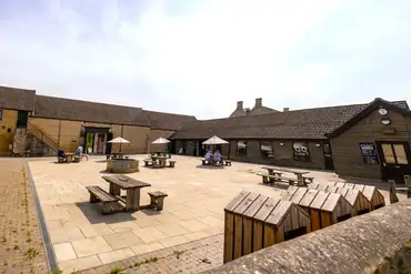 Onsite cafe and bike hire centre at Fineshade Wood Campsite