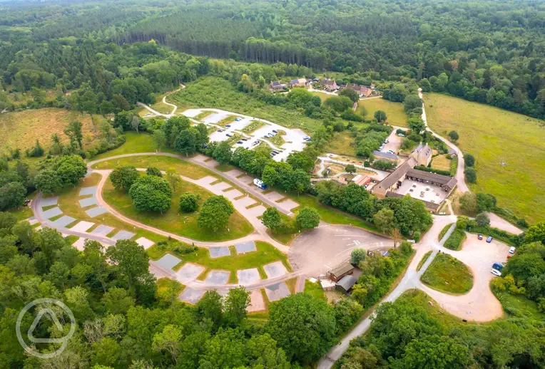 Aerial of Fineshade Wood Campsite in Rockingham Forest