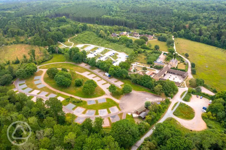 Aerial of Fineshade Wood Campsite in Rockingham Forest
