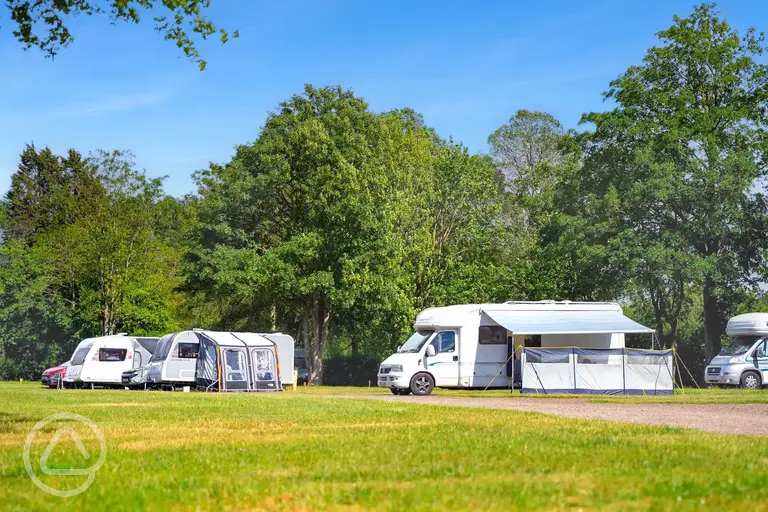 Hardstanding pitches at Fineshade Wood Campsite