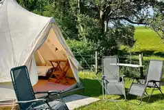Alders Edge bell tent with outdoor seating
