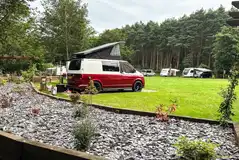 Campervans and caravans on electric hardstanding pitches with a 16 amp hook up