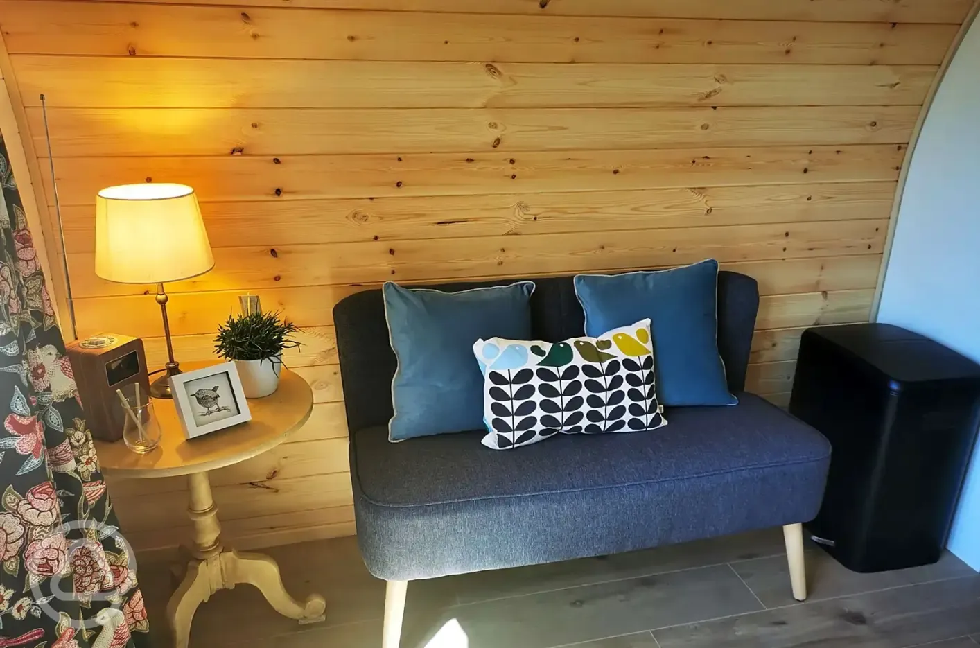 Glamping pod sofa
