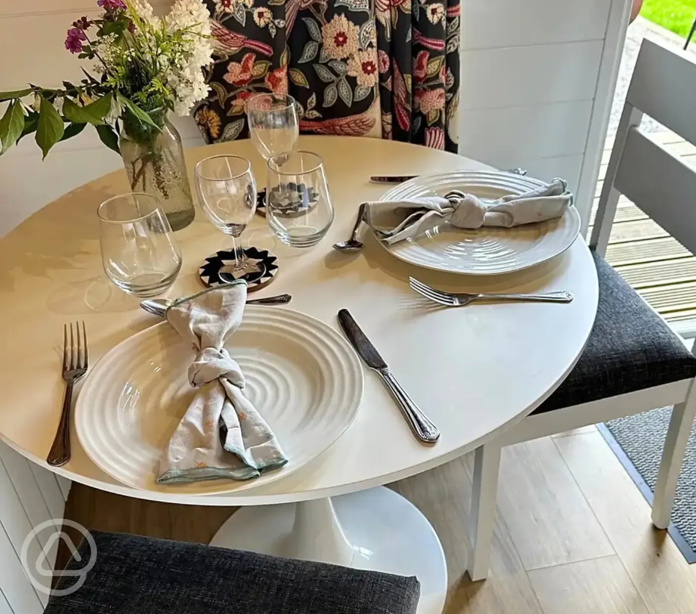 Glamping pod dining table