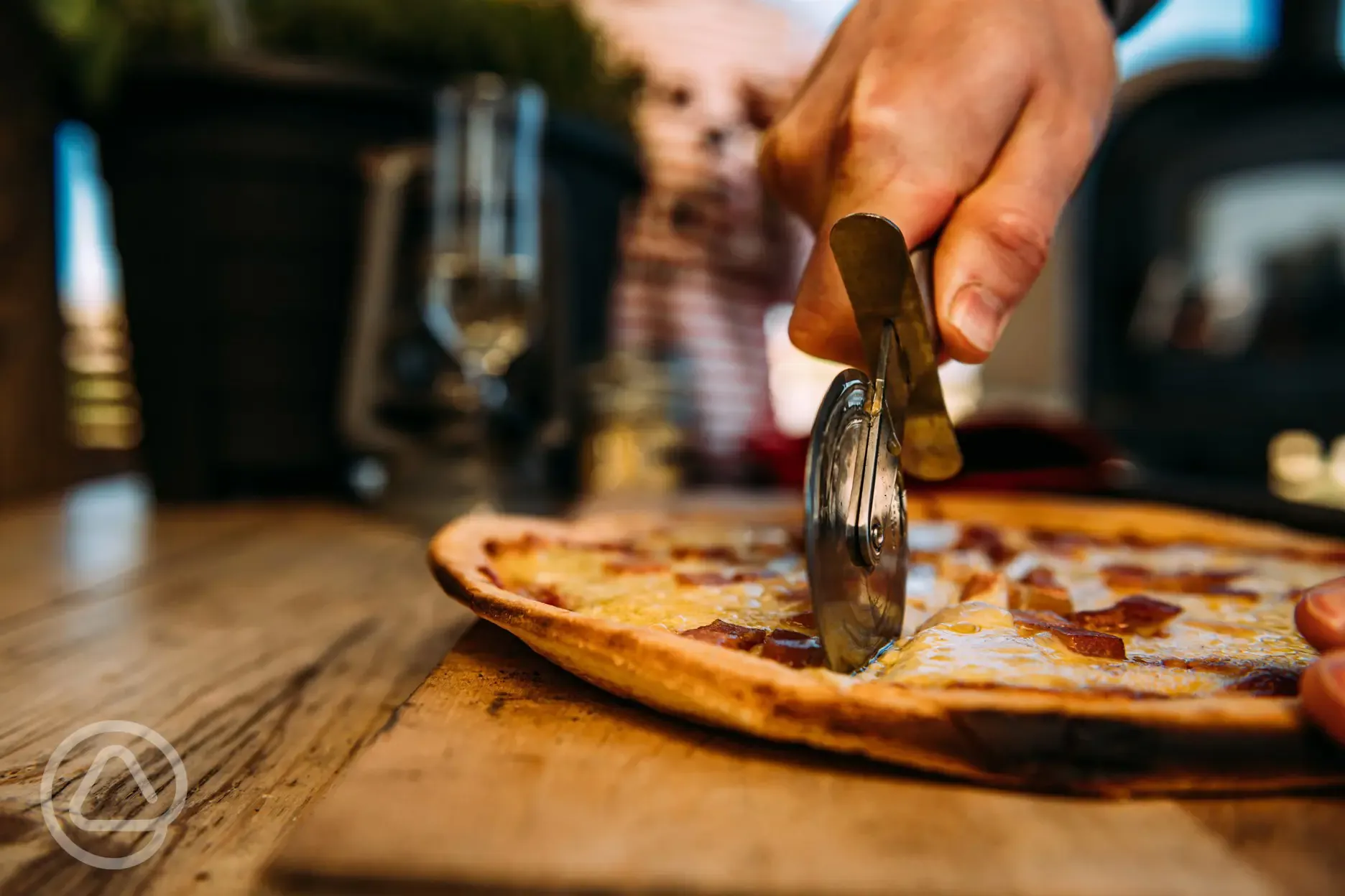 Pizza cooking at The Hub