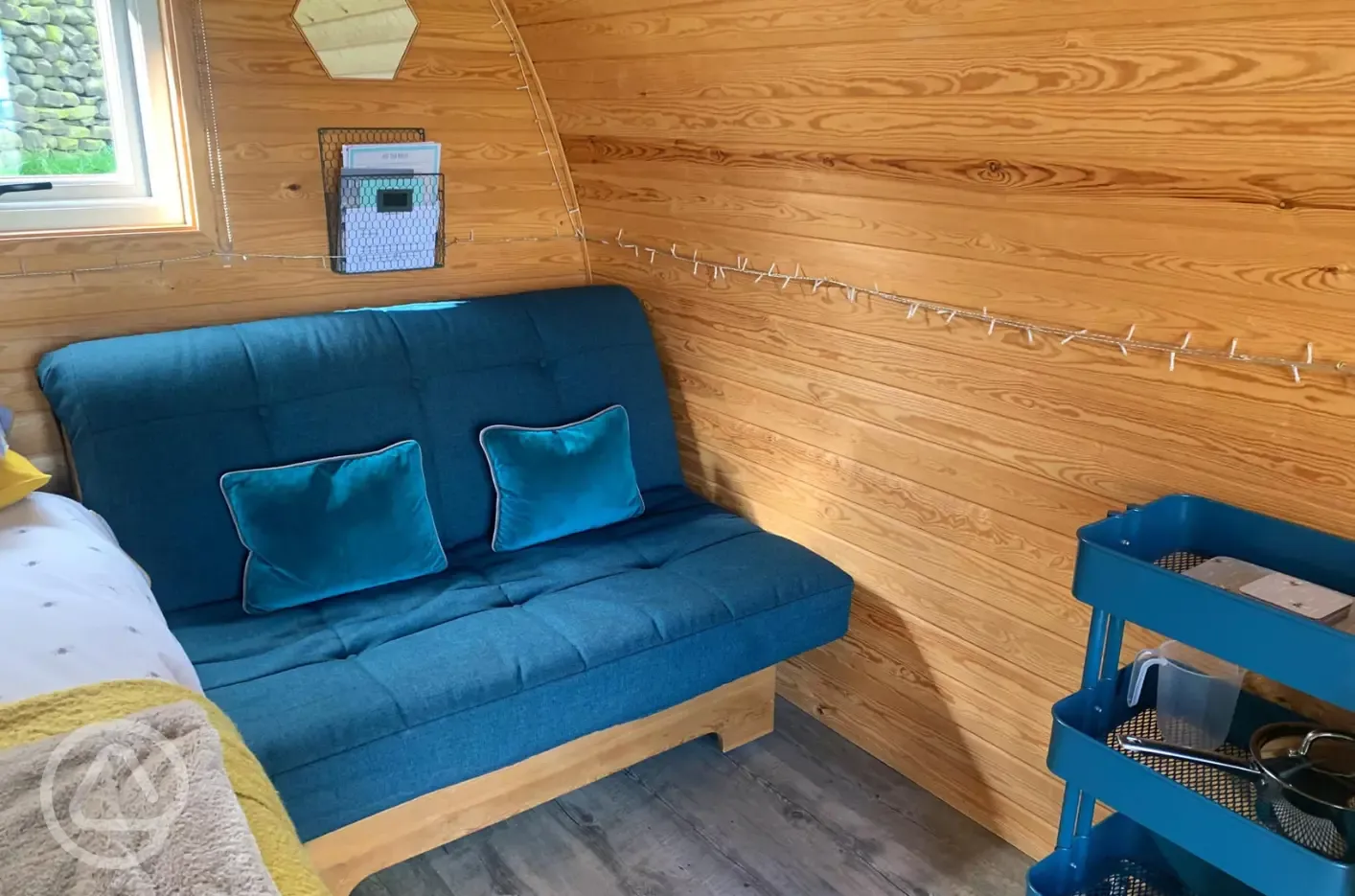 Glamping pod futon bed