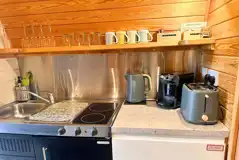 Private kitchens in all of the glamping pods