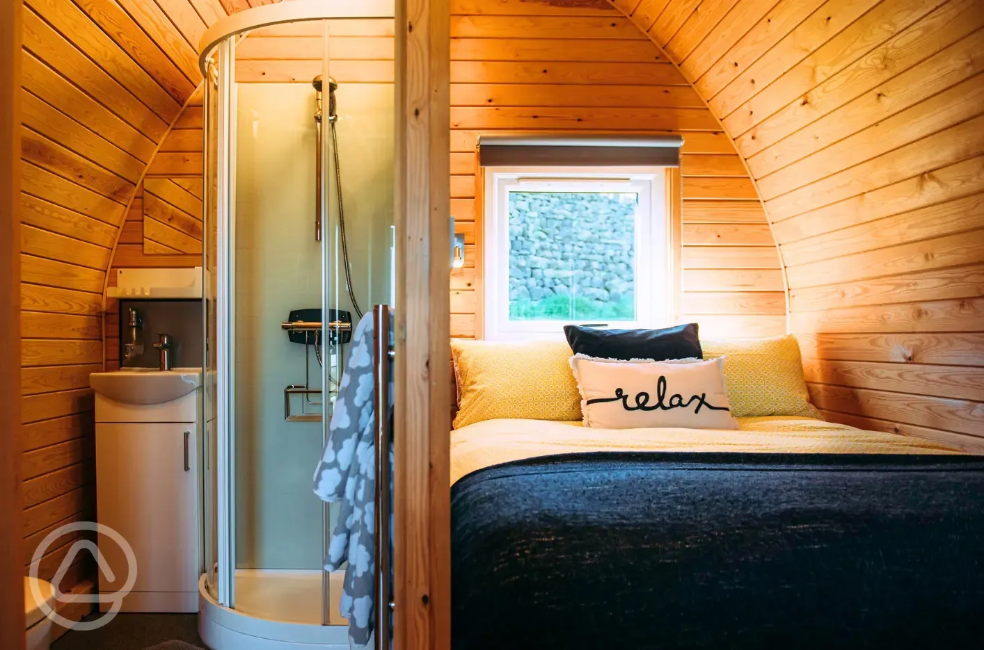 Ensuite glamping pod interior