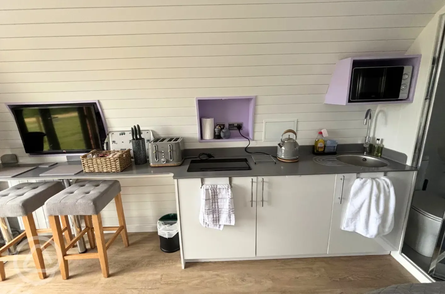 Glamping pod kitchen