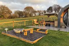 Decking seating area and hot tub