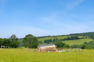 Glamping pod with countryside views