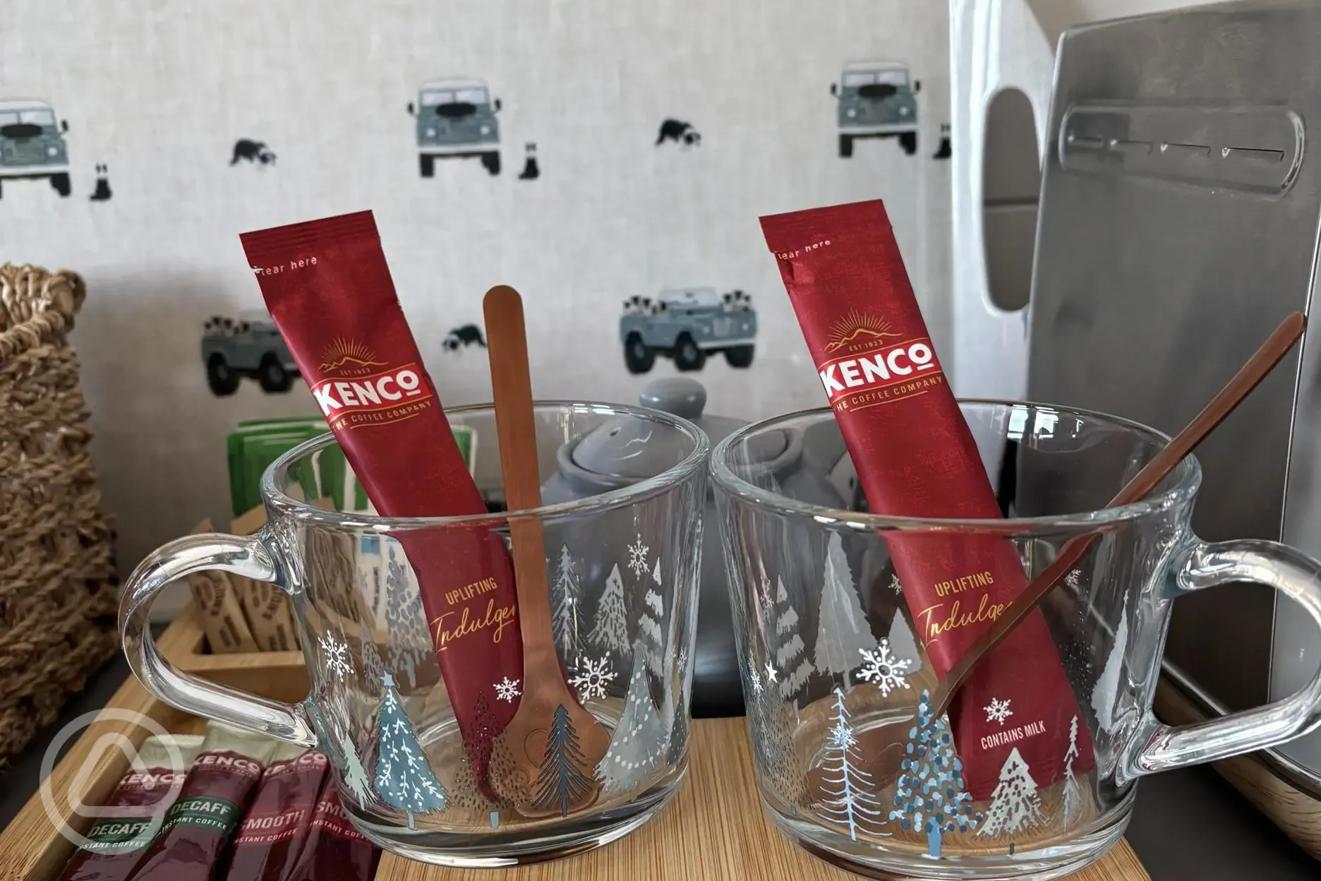 Glamping pod breakfast bar