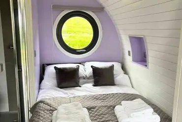 Glamping pod sleeping area