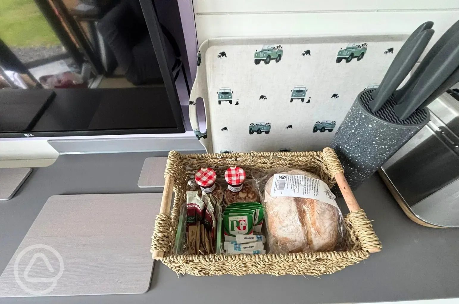 Glamping pod welcome basket