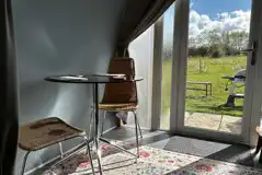 Dining area and view out of Coco Pod