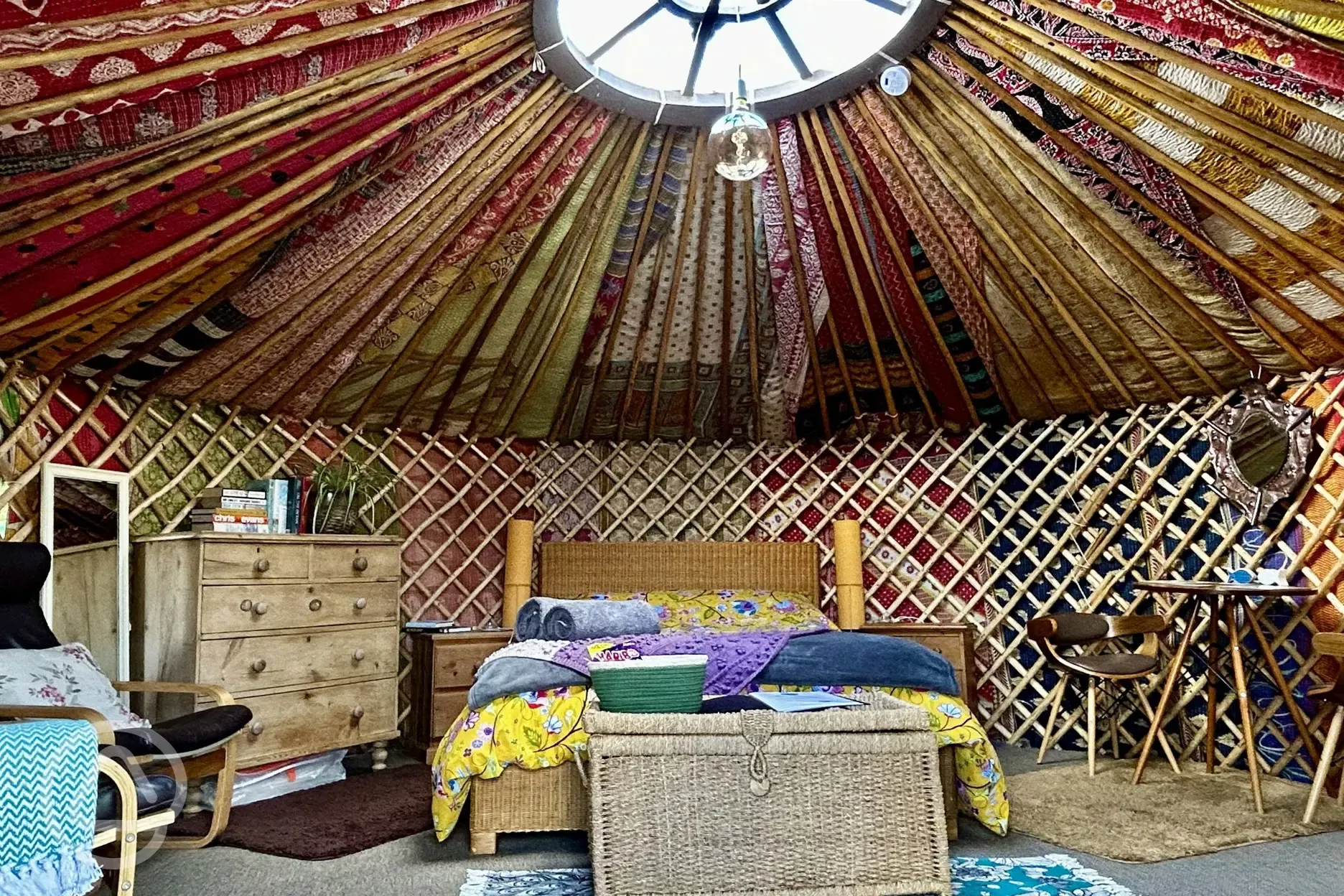 Primrose Yurt interior at Brambles Glamping