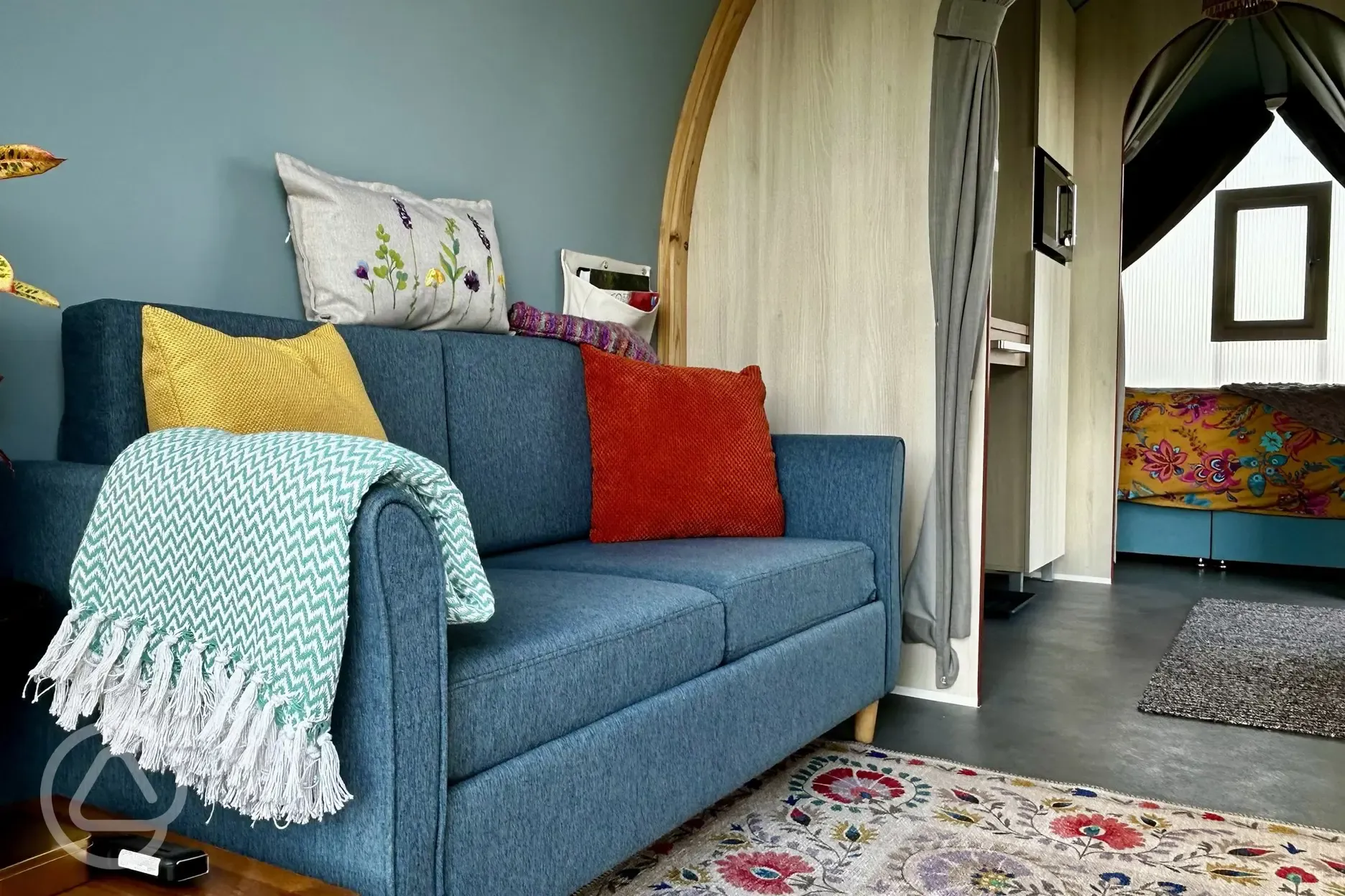 Coco Pod sofa with blankets