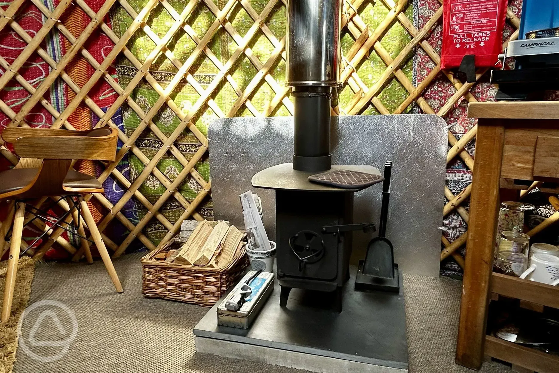 Primrose Yurt log burner and fire wood