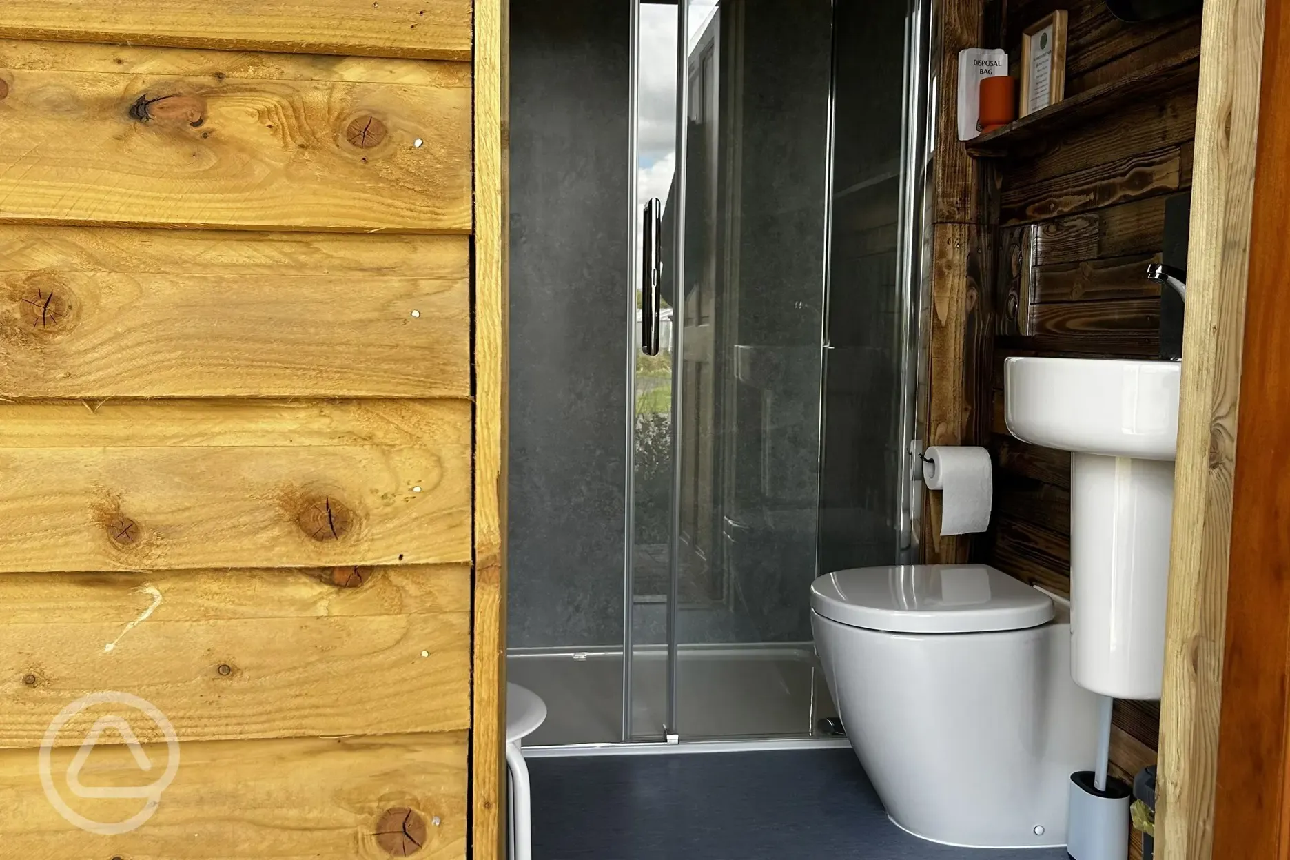 Luxury rainwater shower and toilet