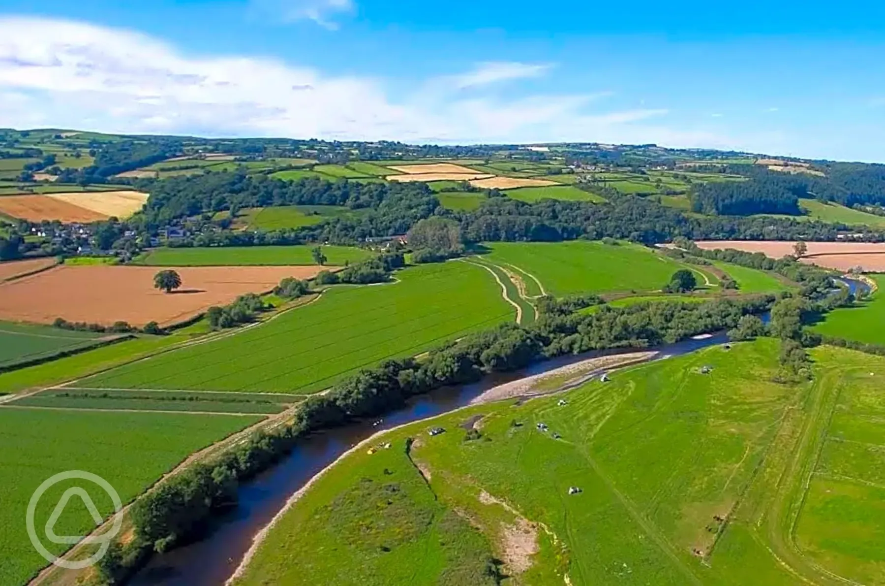 Aerial of the campsite and the River Wye