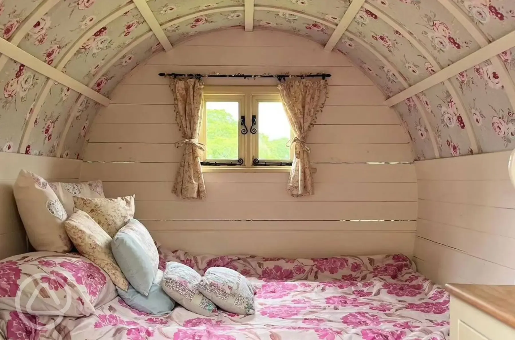 Bow top gypsy caravan double bed
