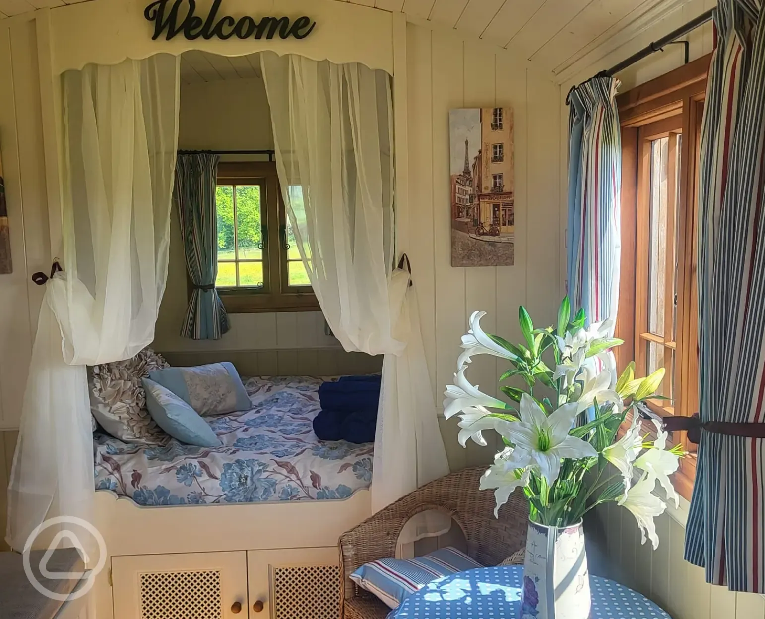 Shepherd's hut interior