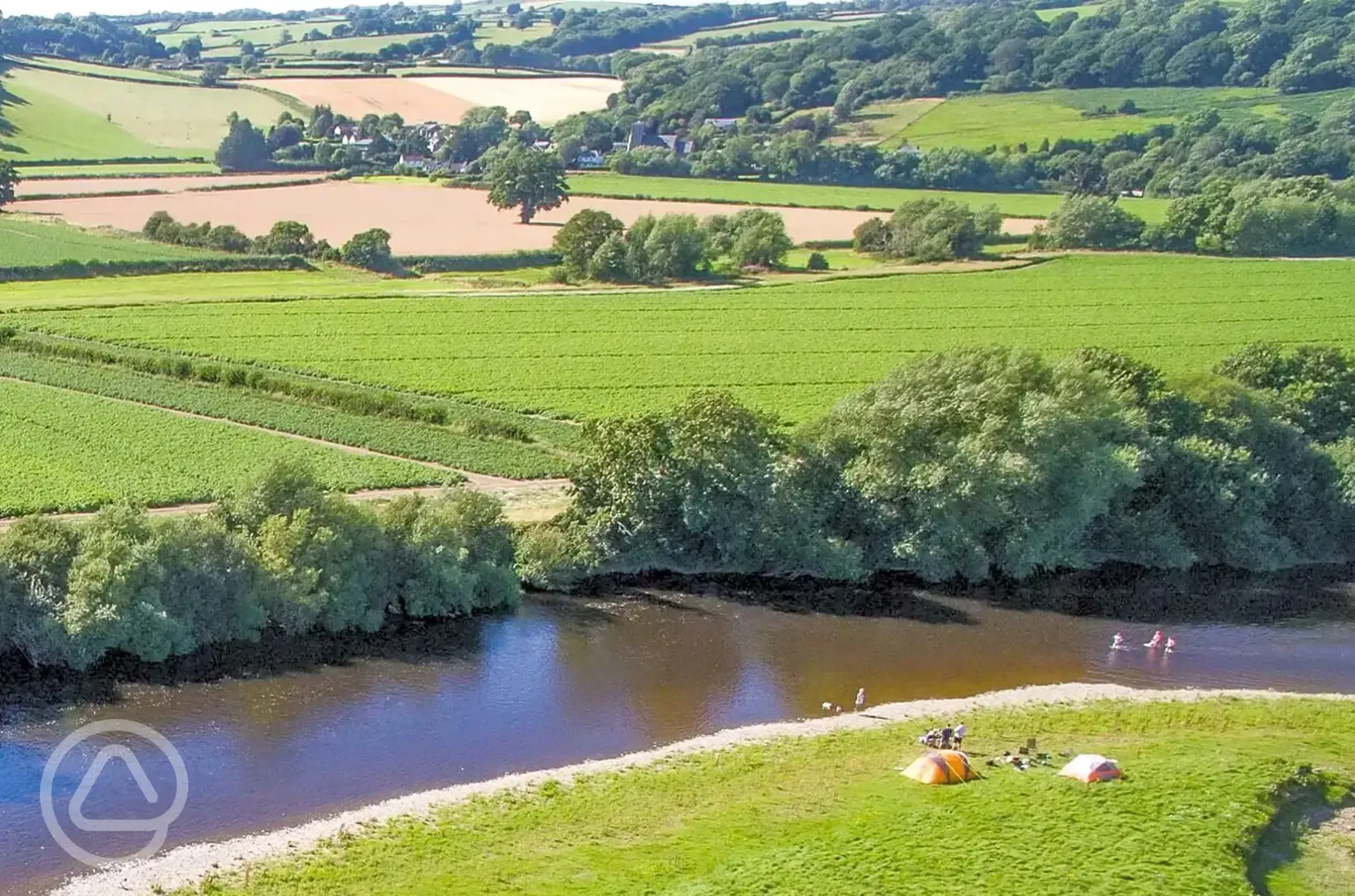 Aerial of the campsite and the River Wye