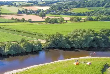Aerial of the campsite and the River Wye