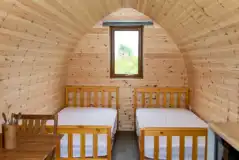 Twin camping pod interior