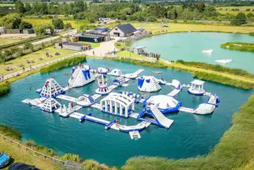 Aerial view of aqua park at Whitemills Wake 