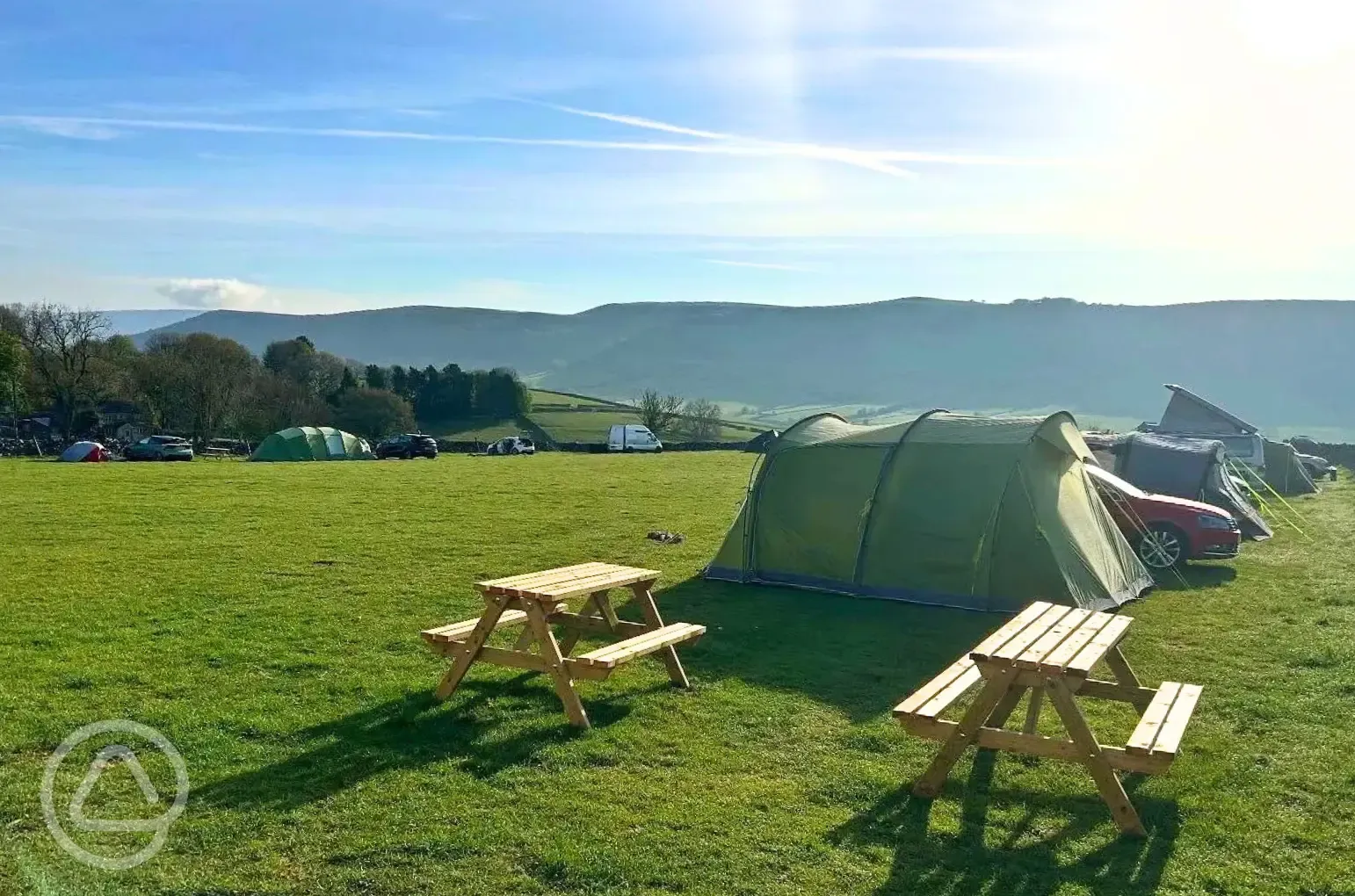Non electric grass tent pitches