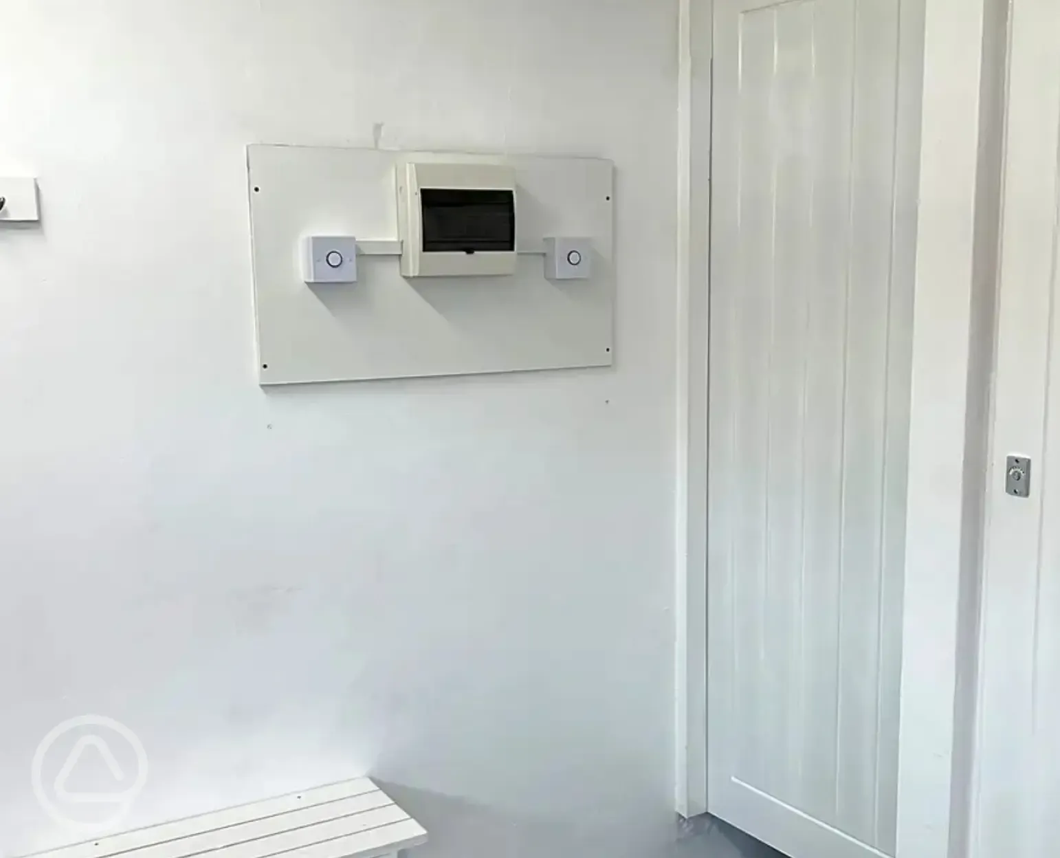 Shower changing area with benches