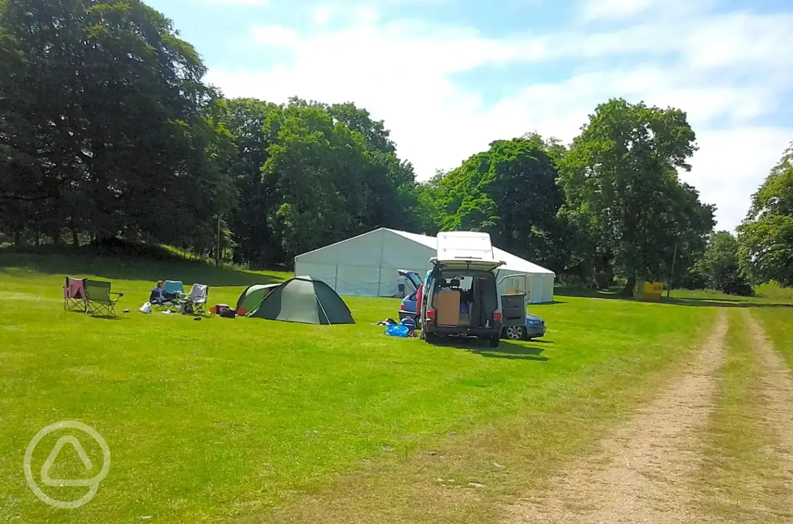 Grass tent pitches