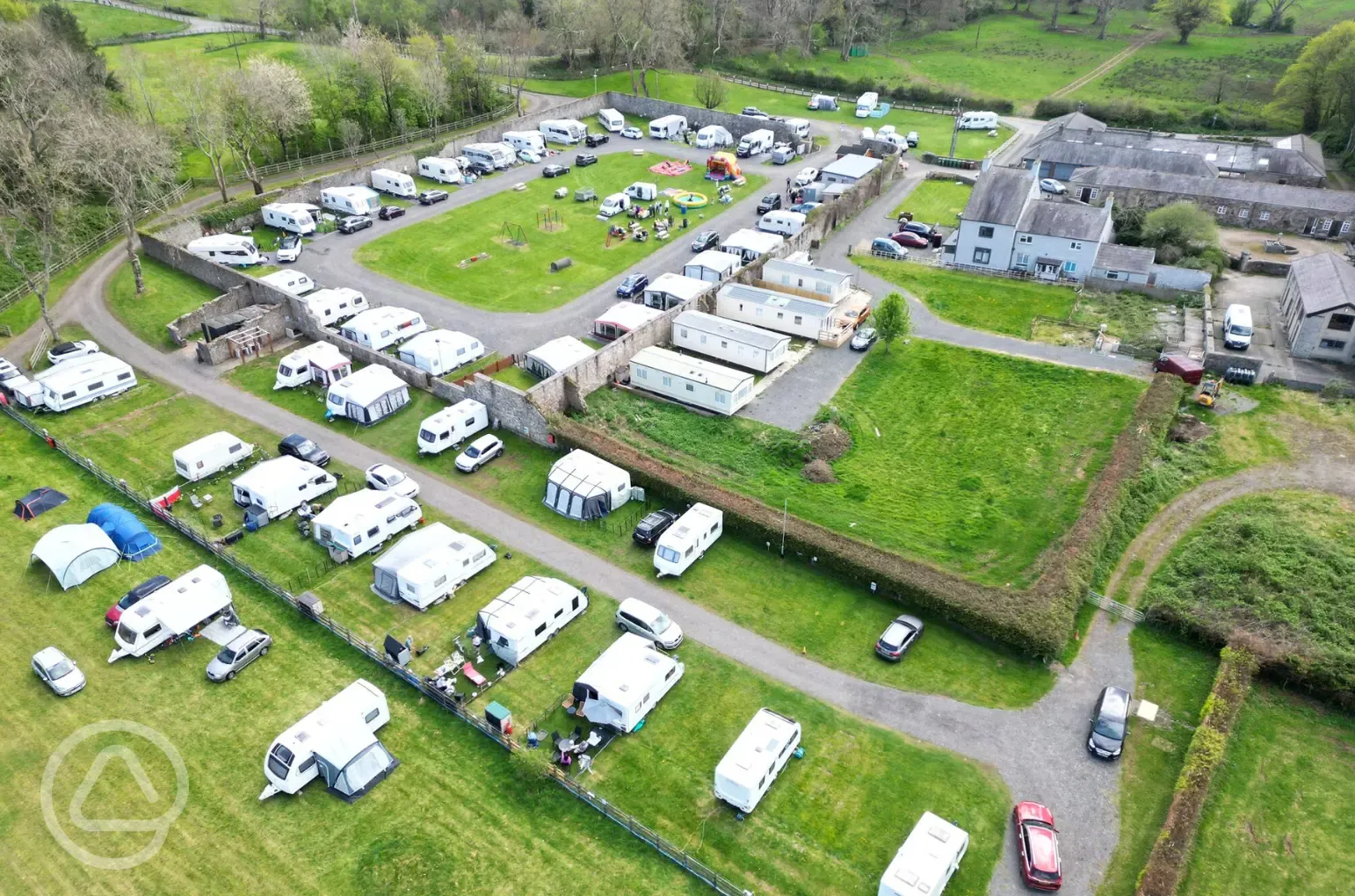 Touring and grass pitches at Treborth Hall Farm Caravan Site 