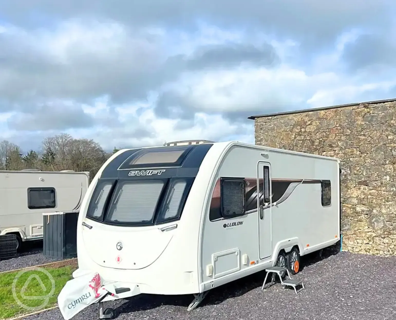 Electric hardstanding pitches, measuring 2.5m by 6m