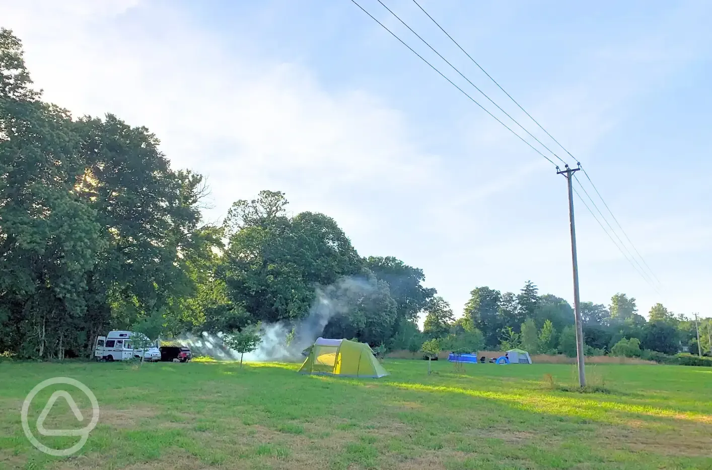 Non electric grass tent pitches