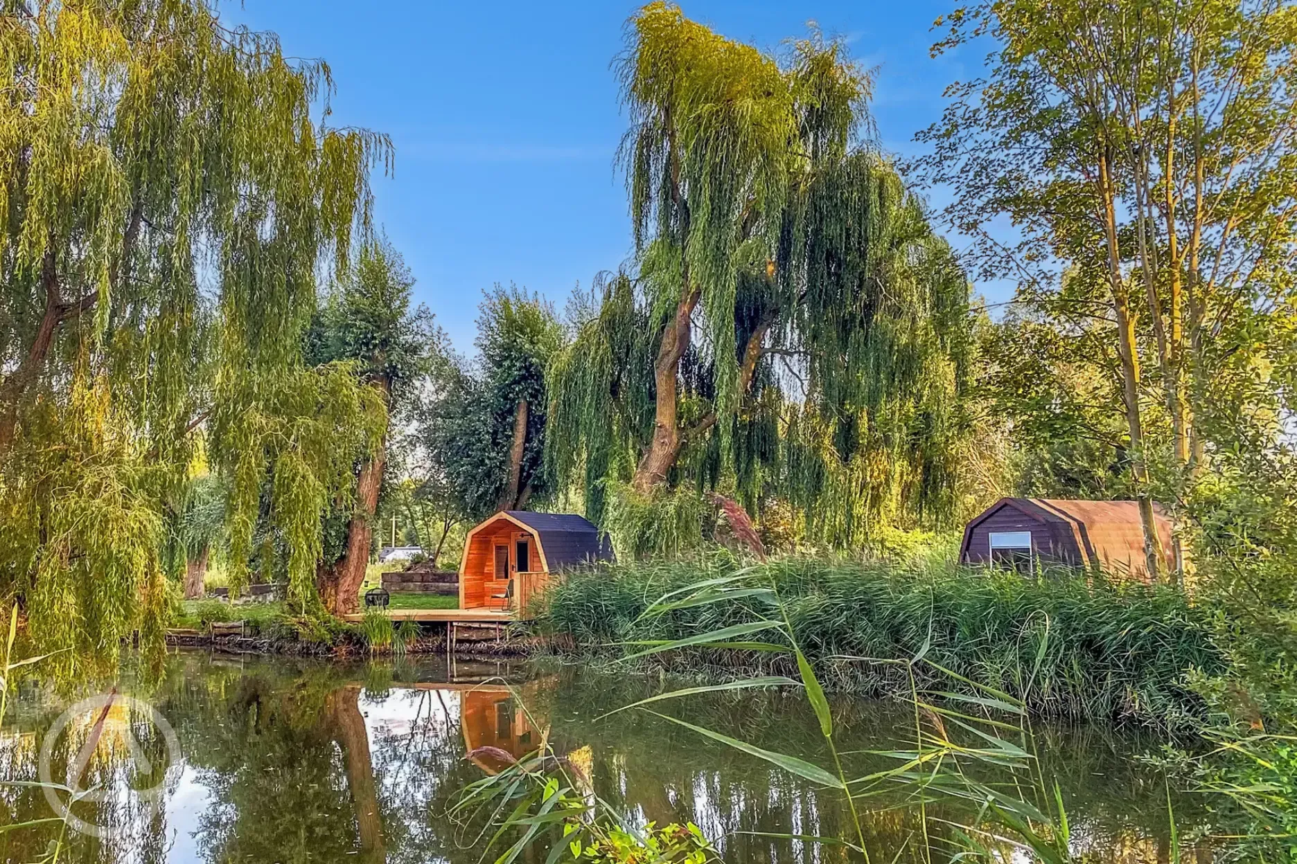Lakeside camping pods at Rum Bridge
