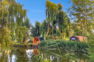 Lakeside camping pods at Rum Bridge
