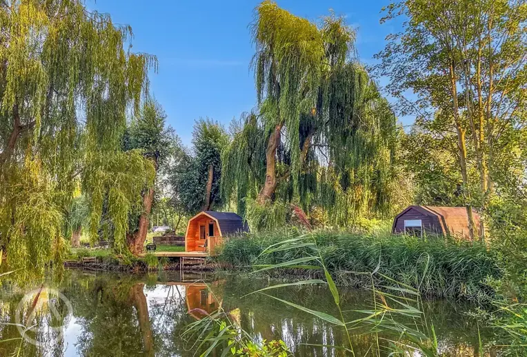 Lakeside camping pods at Rum Bridge