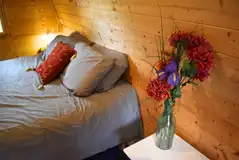 Valerie's pod interior with king sized bed (bedding included)