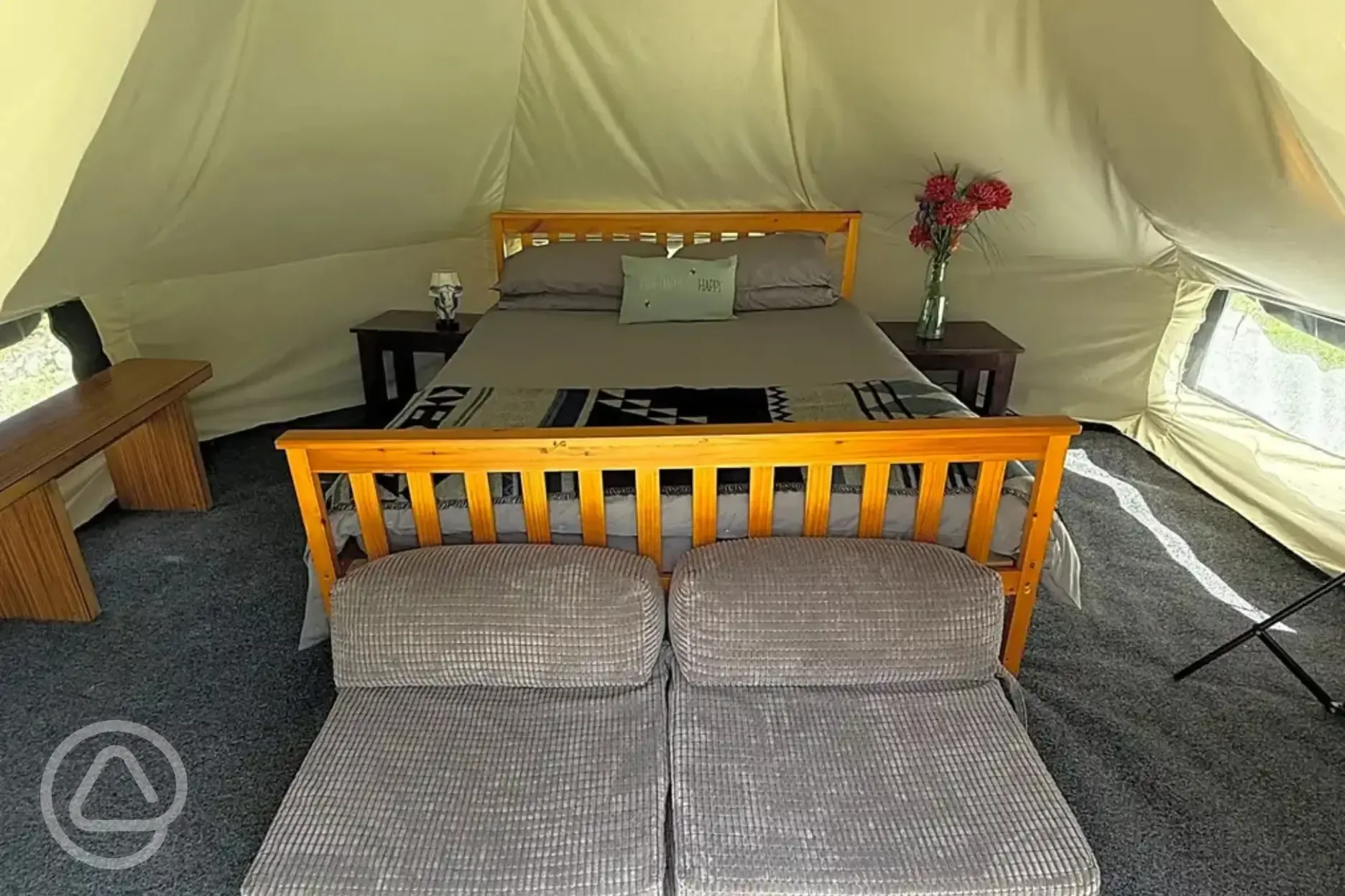 The Nest bell tent with king sized bed