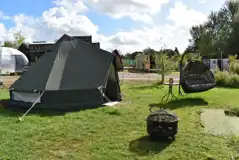 Stockies bell tent with fire pit and seating