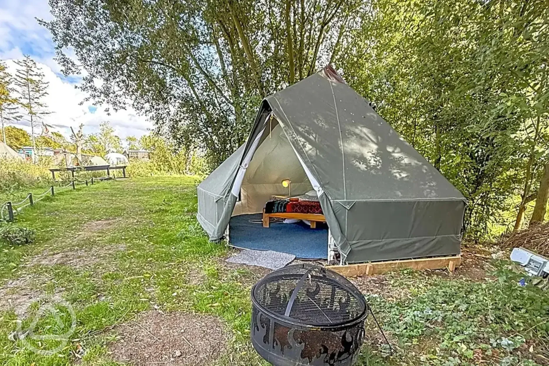 The Shrubs bell tent with fire pit