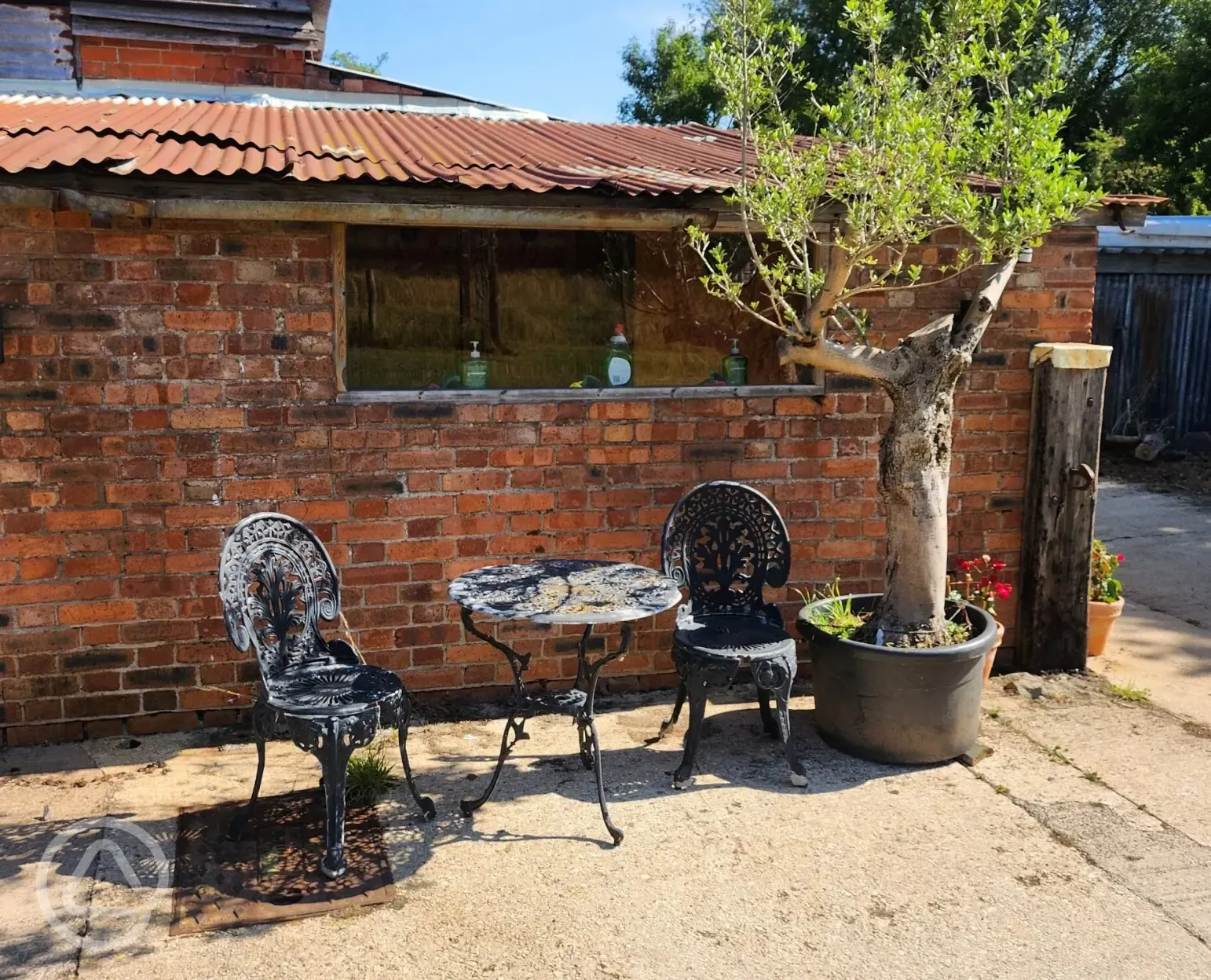 Facilities block and outdoor seating