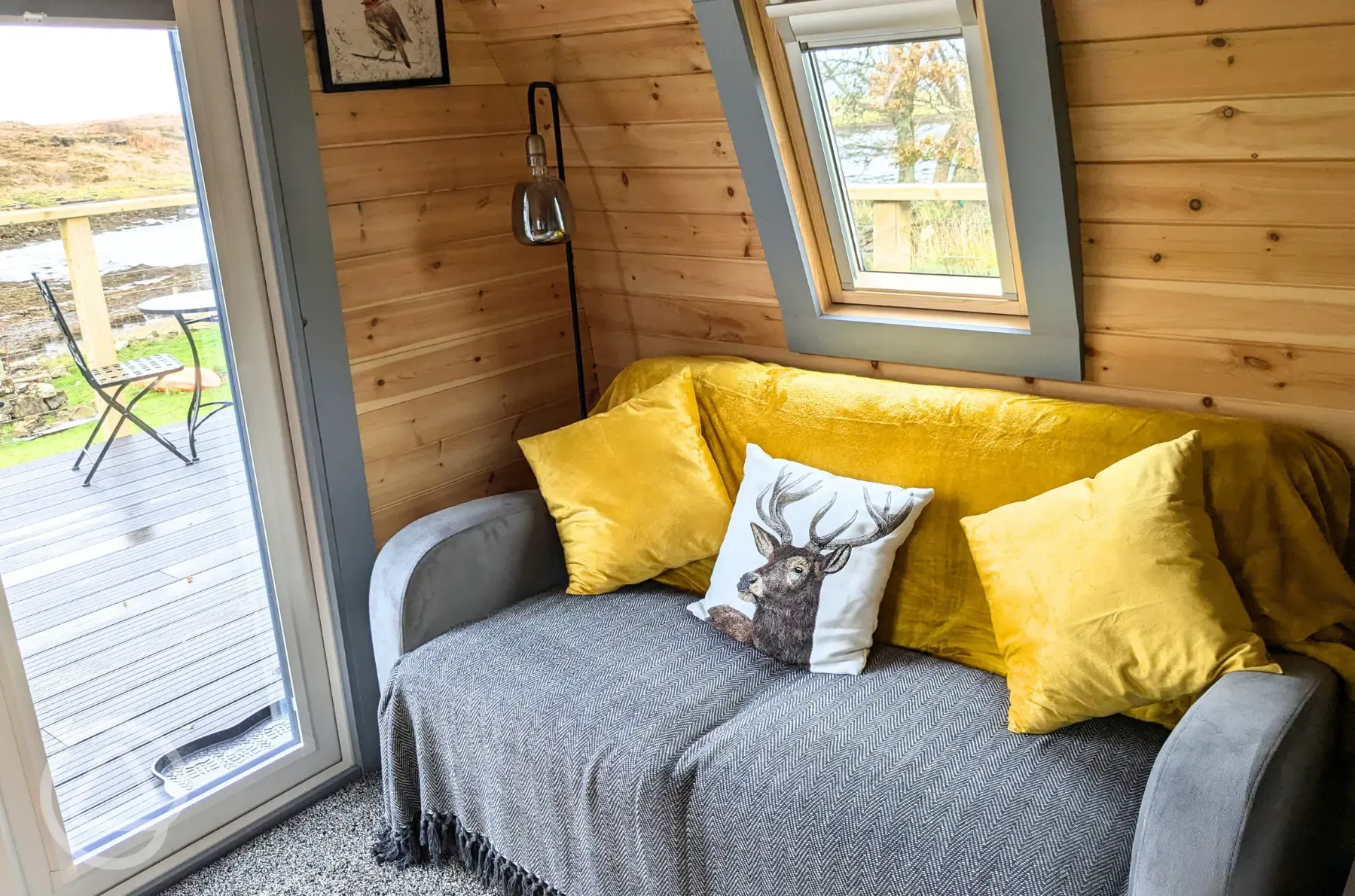 Robins Nest glamping pod sofa