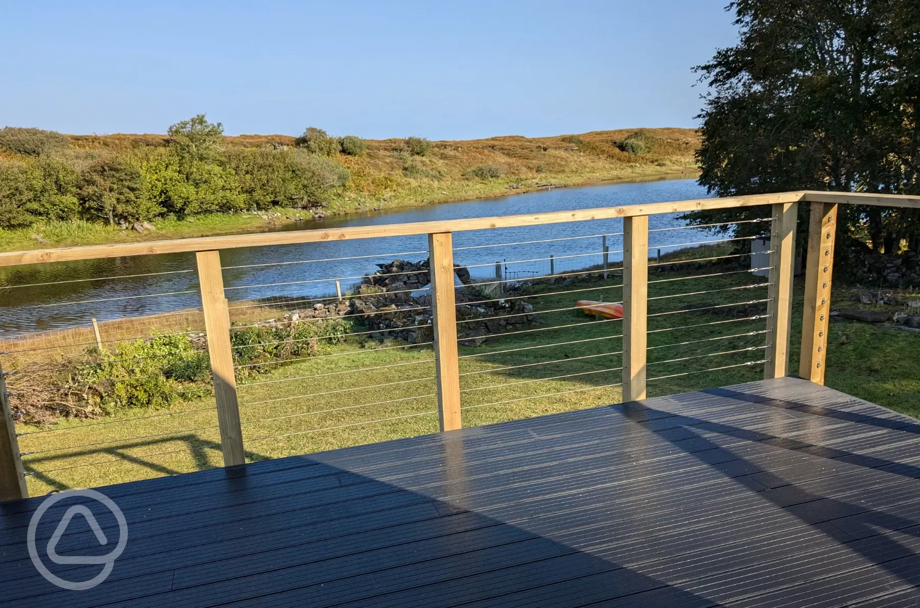 Private decking with views of the bay