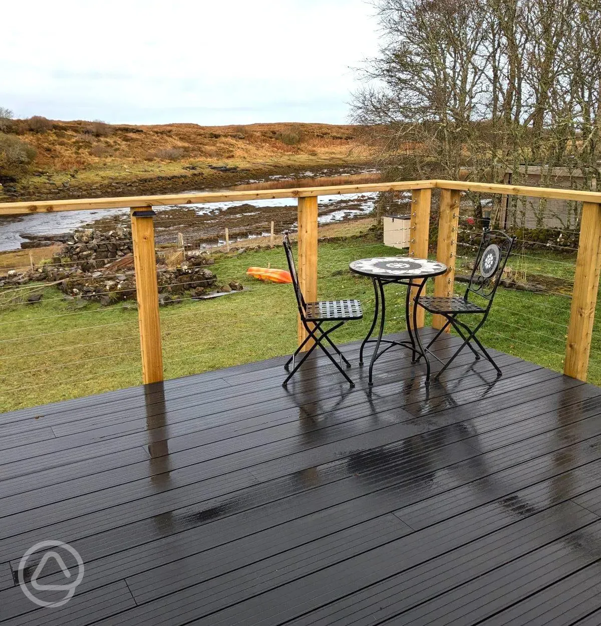 Private decking with views of the bay