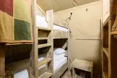 Large Deluxe Safari Tent bunk bedroom with bedding provided